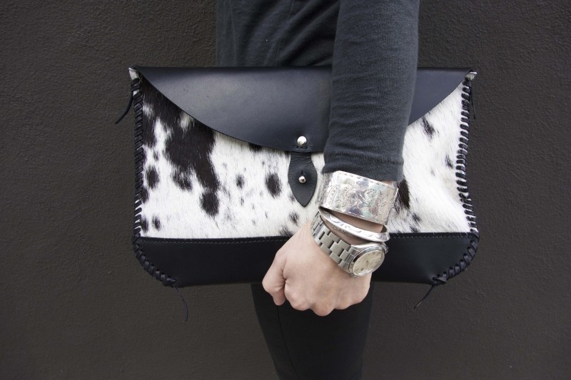 Hair on Hide Clutch – Black